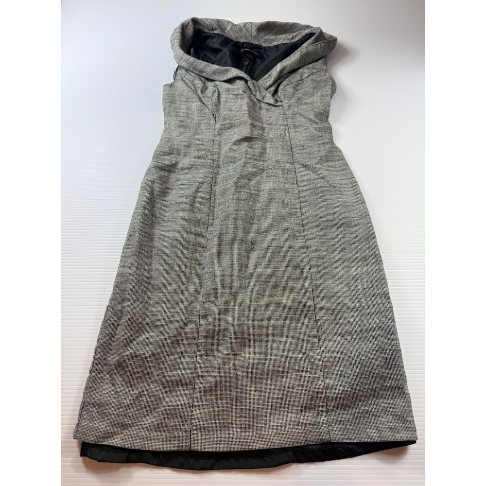 AB Studio Womens Size 4 Black White Micro Check Portrait Collar Sheath Dress
